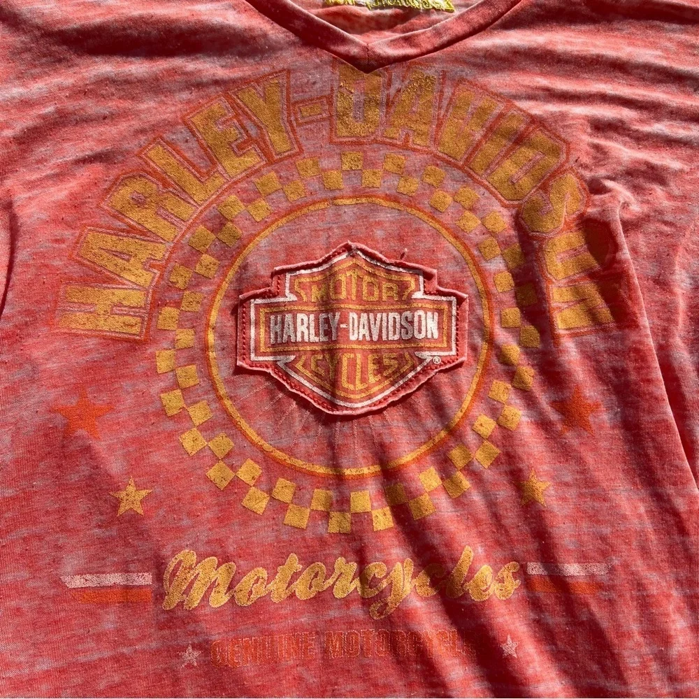 Harley Davidson Women's Burnout V Neck Graphic Tee Size Small
